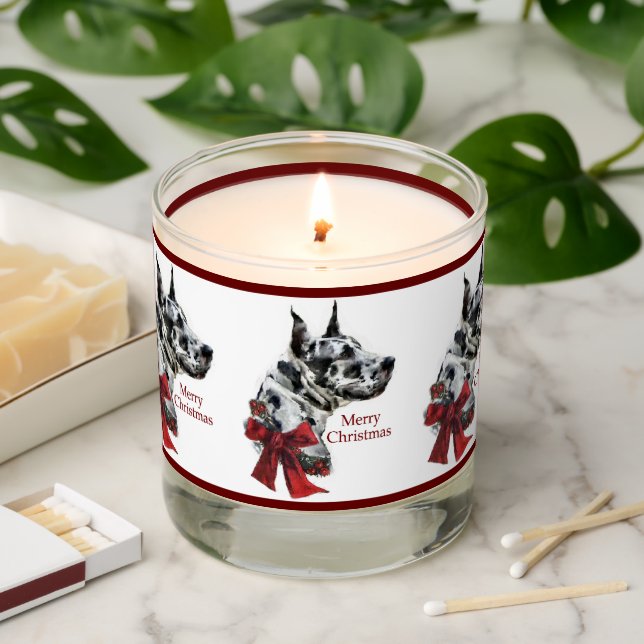 Harlequin Great Dane Christmas Scented Candle (Lit)