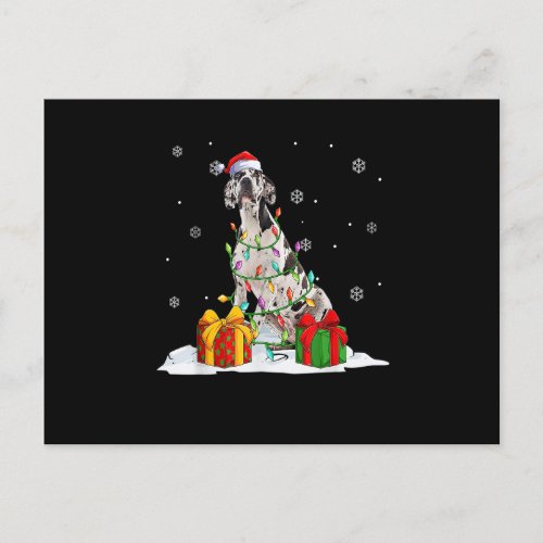Harlequin Great Dane Christmas Tree Lights Xmas Pa Postcard