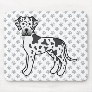 Harlequin Great Dane Cute Cartoon Dog Mouse Pad