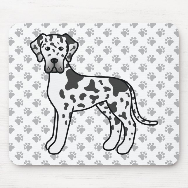 Harlequin Great Dane Cute Cartoon Dog Mouse Pad (Front)