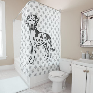 Harlequin Great Dane Cute Cartoon Dog Shower Curtain