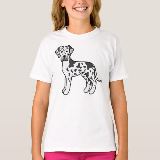 Harlequin Great Dane Cute Cartoon Dog T-Shirt