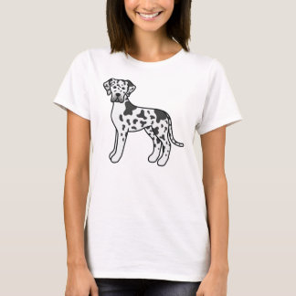 Harlequin Great Dane Cute Cartoon Dog T-Shirt