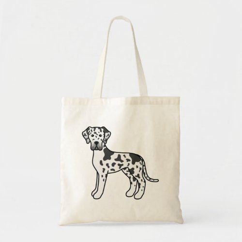 Harlequin Great Dane Cute Cartoon Dog Tote Bag