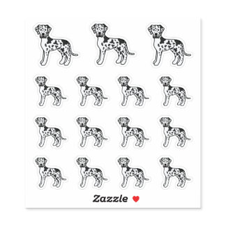 Harlequin Great Dane Cute Cartoon Dogs Sticker