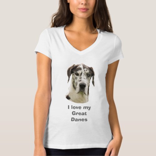 Harlequin Great Dane dog photo T_Shirt