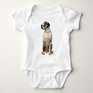 Harlequin Great Dane Natural Ears FCI Silhouette Baby Bodysuit