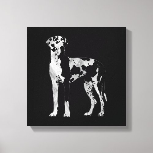 Harlequin Great Dane  _pearl and silver Canvas Print