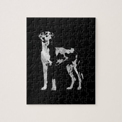 Harlequin Great Dane  _pearl and silver Jigsaw Puzzle