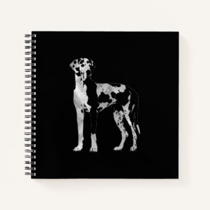 Harlequin Great Dane -pearl and silver Notebook