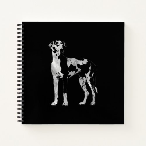 Harlequin Great Dane  _pearl and silver Notebook