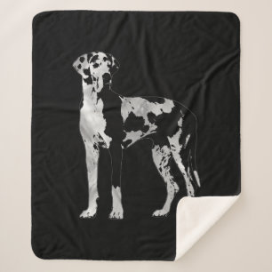 Harlequin Great Dane -pearl and silver Sherpa Blanket