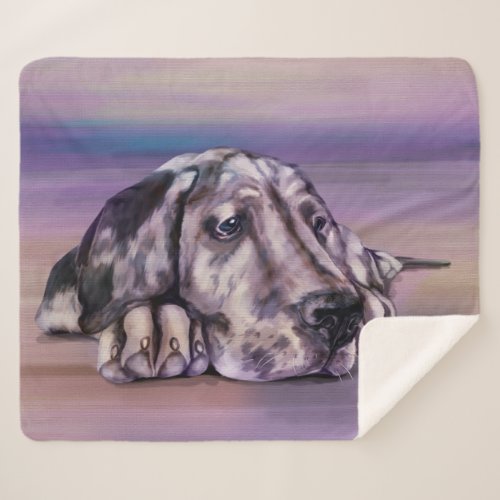 Harlequin Great Dane Puppy Sherpa Blanket