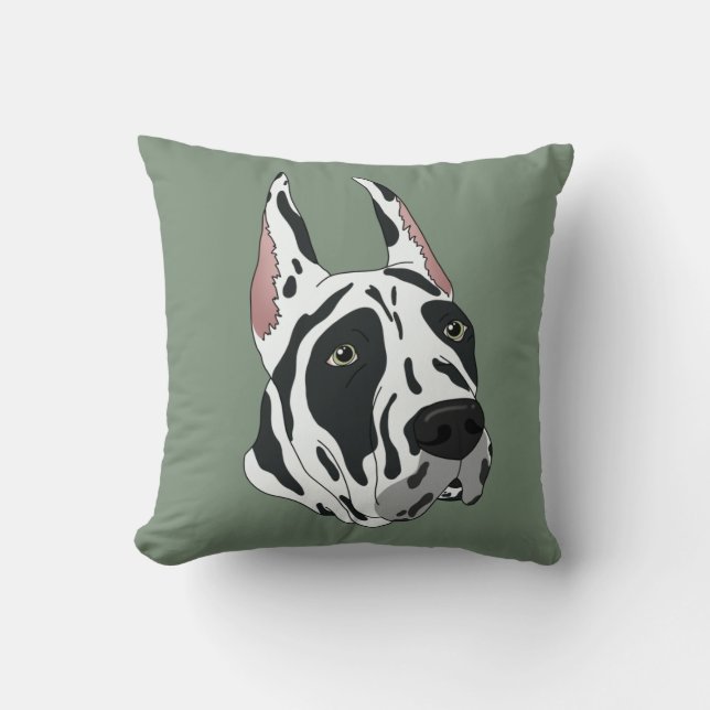Harlequin Great Dane Throw Pillow (Front)
