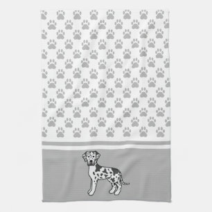 Harlequin Great Dane With Grey Paws Pattern Kitchen Towel