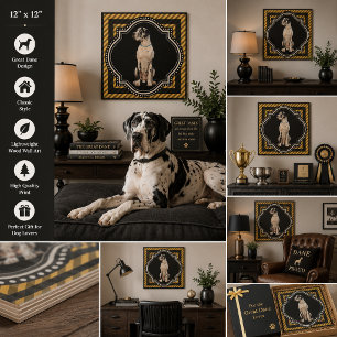 Harlequin Great Dane Wood Wall Art – Black White D