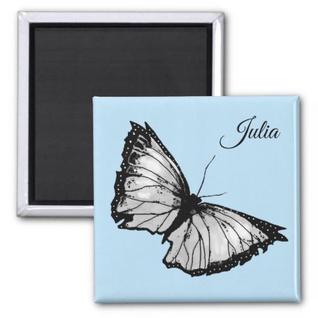 "harlequin" - Grey Butterfly Magnet