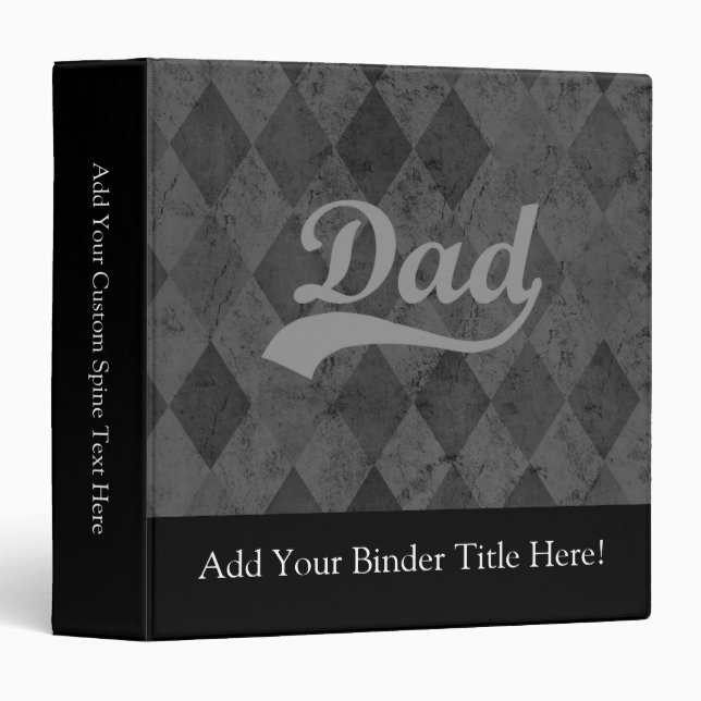 Harlequin Grey Shades Dad 3 Ring Binder (Front/Spine)