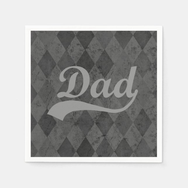 Harlequin Grey Shades Dad Father's Day Paper Napkins (Front)