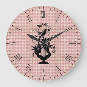 Harlequin Harp Bird Silhouette Wall Clock