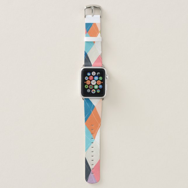 Harlequin Hopscotch - Argyle Pattern Apple Watch Band (Front)