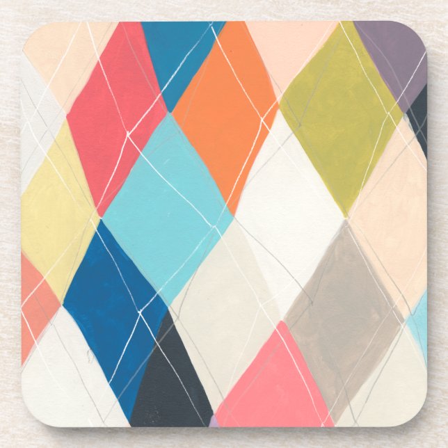 Harlequin Hopscotch - Argyle Pattern Beverage Coaster (Front)