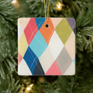 Harlequin Hopscotch - Argyle Pattern Ceramic Ornament
