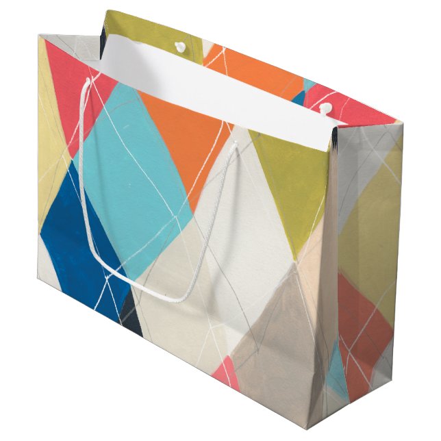 Harlequin Hopscotch - Argyle Pattern Large Gift Bag (Front Angled)