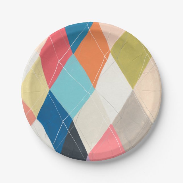 Harlequin Hopscotch - Argyle Pattern Paper Plates (Front)