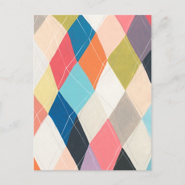 Harlequin Hopscotch - Argyle Pattern Postcard (Front)