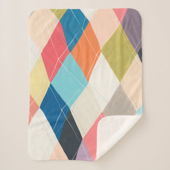 Harlequin Hopscotch - Argyle Pattern Sherpa Blanket (Front)
