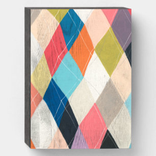 Harlequin Hopscotch - Argyle Pattern Wooden Box Sign