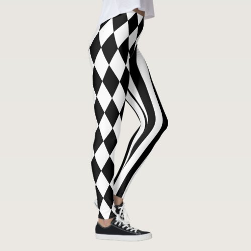 Harlequin jester diamond striped gothic leggings