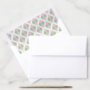Harlequin Lattice in Pink and Green Envelope Liner