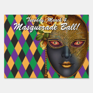 Harlequin Masquerade Ball! Party Sign