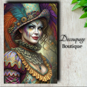 Harlequin Masquerade Clown Decoupage Tissue Paper