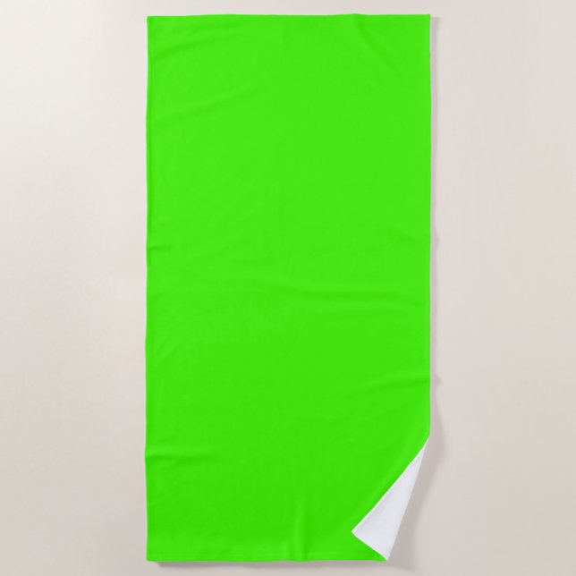 Harlequin Neon Green Solid Color Beach Towel (Front)