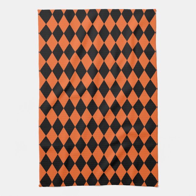 Harlequin Orange and Black Towel (Vertical)