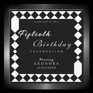 Harlequin Pattern Adult ANY Birthday Party Invitation