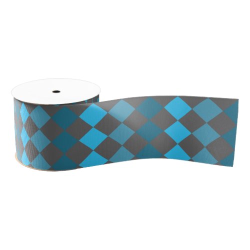 Harlequin pattern in blue and gray grosgrain ribbon