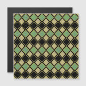 Harlequin Pattern in Green and Gold Magnetic Card (Front/Back)