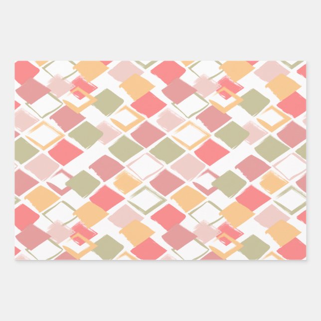 Harlequin pattern in popsicles summer colors  wrapping paper sheets (Front)