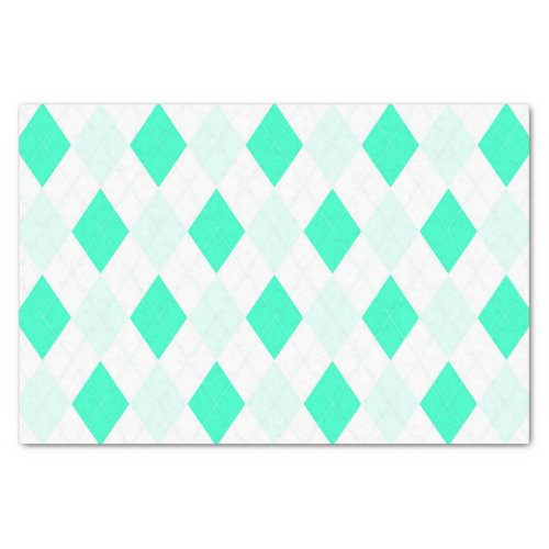 Harlequin Patterns Mint Green White Cool Trendy Tissue Paper