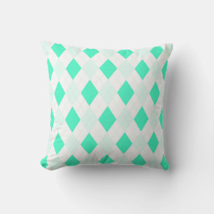 Harlequin Patterns Mint Green White Home Decor Outdoor Pillow