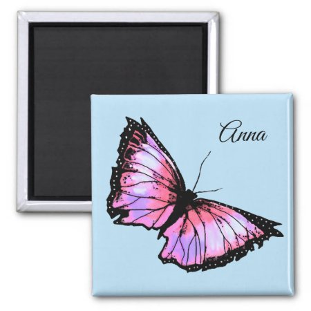 "harlequin" - Pink Butterfly Magnet