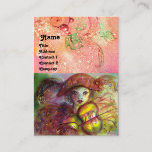 HARLEQUIN , pink red yellow green blue sparkles Business Card