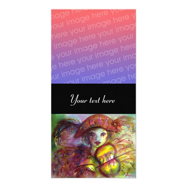 HARLEQUIN PLAYIN VIOLIN Masquerade Music Card (Front)