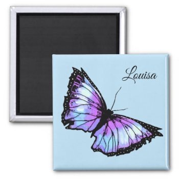 "harlequin" - Purple Butterfly Magnet by Lily_and_Lyla at Zazzle