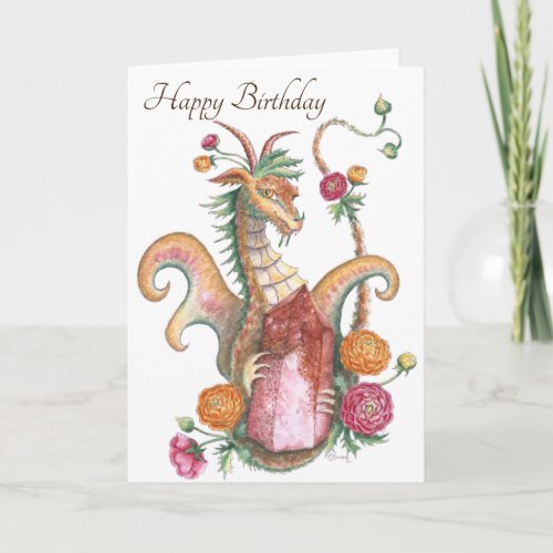 Harlequin Quartz Dragon Gemini _ Birthday Card