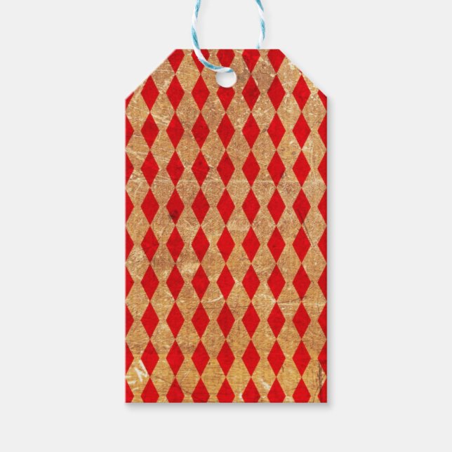Harlequin Red Vintage Gift Tags (Front)